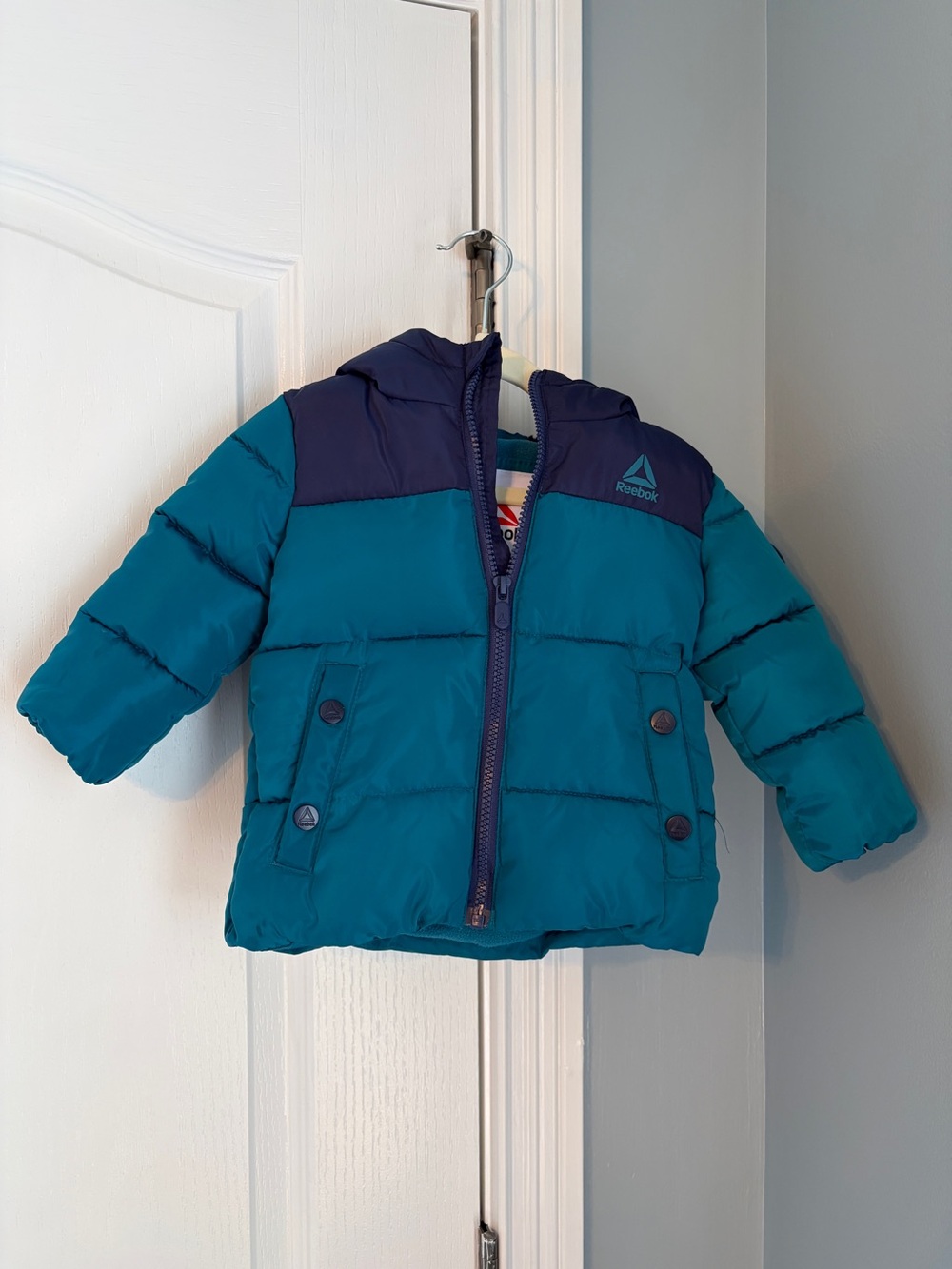 Reebok Teal and Navy Puffer Jacket with Hood 18M